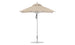 The Ledge Lounger Premier Aluminum Umbrella - 7.5 Square Pulley features a sturdy silver pole with a beige top and round base. Its vented design allows airflow, and its marine-grade fabrics enhance durability, making it wind-resistant and perfect for outdoor use.