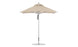 The Ledge Lounger Premier Aluminum Umbrella - 7.5 Square Pulley features a sturdy silver pole with a beige top and round base. Its vented design allows airflow, and its marine-grade fabrics enhance durability, making it wind-resistant and perfect for outdoor use.