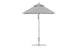 The Premier Aluminum Umbrella by Ledge Lounger is a 6.5 square, grey outdoor patio umbrella with a modern design. Crafted from marine-grade fabrics, it features a collapsible canopy and straight central pole for wind resistance, offering both durability and style.