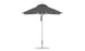 The elegant Premier Aluminum Umbrella - 7.5 Square Pulley by Ledge Lounger features a grey marine-grade fabric canopy, supported by a sleek aluminum pole with a sturdy round base against a pristine white background.