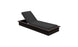 The Echo Chaise by Ledge Lounger features a dark grey cushion and adjustable backrest on a dark wooden frame, ideal for enhancing your outdoor space, showcased against a plain white background.