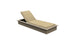 The Echo Chaise by Ledge Lounger is a modern lounger with a rectangular wooden frame and beige cushioned seat. Its adjustable backrest allows various reclining positions, making it perfect for any outdoor space with its simple, minimalist design.