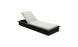 The Echo Chaise from Ledge Lounger is an adjustable chaise lounger crafted from brown wood with white cushions, featuring a rectangular base and a slightly elevated backrest. Ideal for enhancing outdoor spaces, its beautifully set against a plain white background.