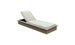 Experience the elegance of the Echo Chaise by Ledge Lounger, a minimalist wooden-framed lounger with a light-colored cushioned seat and adjustable backrest. Its perfect for enhancing any outdoor space, offering both comfort and style against a plain white background.