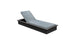 The Echo Chaise by Ledge Lounger is a modern addition to your outdoor space with its light blue cushioned seat, adjustable backrest, and dark wooden base, all set against a clean white background.