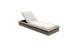 The Echo Chaise by Ledge Lounger is a comfortable outdoor lounger with a cushioned seat, adjustable backrest, and wooden frame set against a white background, perfect for any outdoor space.
