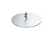 A metallic disc, the Galvanized Steel Stack Umbrella Base by Ledge Lounger, boasts a central pole with two black adjustment knobs, ensuring snug fitting for your umbrella. The reflective base is beautifully set against a plain white background.