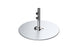 The Ledge Lounger Galvanized Steel Stack Umbrella Base is a sleek, silver stand with a round pedestal and central cylindrical rod. Designed for center pole umbrellas, it has two adjustable knobs for height or attachment and a reflective metallic finish.