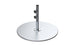 The Ledge Lounger Galvanized Steel Stack Umbrella Base features a sleek circular platform and vertical pole with adjustable knobs, designed for minimalist, industrial support of freestanding structures or center pole umbrellas.