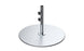 The Ledge Lounger Galvanized Steel Stack Umbrella Base features a sleek circular platform and vertical pole with adjustable knobs, designed for minimalist, industrial support of freestanding structures or center pole umbrellas.