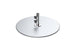 The Ledge Lounger Galvanized Steel Stack Umbrella Base has a round design with a central vertical support rod featuring two black adjustable knobs. Its smooth, reflective surface and minimalist design are perfect for center pole umbrellas with traditional compatibility.