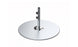 The Ledge Lounger Galvanized Steel Stack Umbrella Base features a round, shiny base crafted from galvanized steel supporting a tall central pole, perfect for center pole umbrellas. It includes two adjustable knobs for securing objects and fits seamlessly into any setting with its simplicity against a white background.