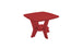 The Mainstay Square Side Table by Ledge Lounger has a red wooden finish, an angular base with intersecting legs, and a small shelf. Ideal for outdoor patios, its showcased on a plain white background.