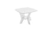 The Ledge Lounger Mainstay Square Side Table is a modern white piece featuring a sleek top and angled legs. Its minimalist design fits perfectly in contemporary interiors or adds chic appeal to your outdoor patio.