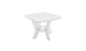 The Ledge Lounger Mainstay Square Side Table is a modern white piece featuring a sleek top and angled legs. Its minimalist design fits perfectly in contemporary interiors or adds chic appeal to your outdoor patio.