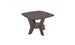 The image displays the Mainstay Square Side Table by Ledge Lounger, featuring a small, dark wooden square top and an intersecting X-shaped base, set against a plain white background. Final Sale.