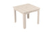 The Mainstay Square Dining Table by Ledge Lounger is a compact beige outdoor dining table featuring a slatted top with an umbrella sleeve, four straight legs, and an elegant style.