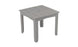 The Ledge Lounger Mainstay Square Dining Table is a simple, square, light gray plastic table with a slatted top and four sturdy legs. It includes a built-in umbrella sleeve, perfect for outdoor dining in gardens or patios, combining style and functionality effortlessly.