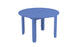 The blue, round Mainstay Dining Table by Ledge Lounger has four straight legs and an umbrella sleeve, perfect for outdoor dining. Set against a white background, its ideal for al fresco meals.