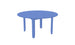 The Mainstay Round Dining Table by Ledge Lounger is a stylish blue dining table perfect for outdoor use. It features a round plastic tabletop with subtle grooves for a paneled look, four legs, and has a built-in umbrella sleeve.