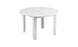 The Mainstay Round Dining Table by Ledge Lounger is a small, round table with four legs and a slatted top design, featuring a circular hole in the center for a built-in umbrella sleeve—ideal for outdoor dining.