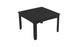 The Ledge Lounger Mainstay Square Dining Table, perfect for outdoor dining, features a black slatted top with four straight legs and a built-in umbrella sleeve at the center, offering simple and functional design ideal for any patio setup.