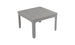 The Mainstay Square Dining Table by Ledge Lounger is light gray with a slatted top and built-in umbrella sleeve. Featuring four straight legs, it presents a simple, modern design ideal for outdoor dining.
