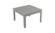 The Mainstay Square Dining Table by Ledge Lounger is light gray with a slatted top and built-in umbrella sleeve. Featuring four straight legs, it presents a simple, modern design ideal for outdoor dining.