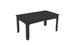 The Mainstay Rectangular Dining Table by Ledge Lounger is a sleek black table with a slatted top and four sturdy legs, featuring a central umbrella sleeve. Ideal for outdoor dining, it blends practicality with elegance and is set against a plain white background.
