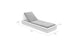 The Echo Chaise by Ledge Lounger, featuring a white adjustable frame and grey cushions, enhances any outdoor space. Its dimensions are 84.5 (215 cm) long, 30.5 (78 cm) wide, 10.5 (27 cm) high with a backrest height of 31.5 (79 cm), all set against a white background.