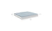 A 3D rendering of Ledge Loungers Echo Sunbed features a light blue mattress on a white base, perfect for relaxation. The base measures 95.5 x 115 inches, and the mattress height is 4 inches, making it ideal for any outdoor space.