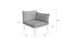 Explore the Ledge Lounger Mainstay Sectional Relaxed Left Armchair with light gray cushions on a sleek white frame, measuring 26.5 in (67 cm) high and 32 in (81 cm) wide and deep. It features a back cushion of 16.5 in (42 cm) and side cushions of 4.5 in (11 cm), perfect for customizable seating layouts.