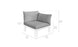 Explore the Ledge Lounger Mainstay Sectional Relaxed Left Armchair with light gray cushions on a sleek white frame, measuring 26.5 in (67 cm) high and 32 in (81 cm) wide and deep. It features a back cushion of 16.5 in (42 cm) and side cushions of 4.5 in (11 cm), perfect for customizable seating layouts.