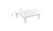 The Mainstay Sectional Relaxed Endcap by Ledge Lounger is a white square coffee table, ideal for relaxing, measuring 32 inches (81 cm) per side and 12 inches (30 cm) high. Its simple straight legs and smooth surface blend effortlessly with any indoor or outdoor space.