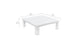 The Mainstay Sectional Relaxed Endcap by Ledge Lounger is a white square coffee table, ideal for relaxing, measuring 32 inches (81 cm) per side and 12 inches (30 cm) high. Its simple straight legs and smooth surface blend effortlessly with any indoor or outdoor space.