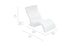 Introducing Ledge Loungers Signature Lowback Chair: a chic, white, S-shaped design with curved contours, perfect for poolside seating. Dimensions are 28 in/71 cm high, 35.5 in/90 cm long, 20.5 in/52 cm wide, with a seat height of 7 in/18 cm and depth of 11.5 in/29 cm—ideal for your space.