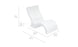Introducing Ledge Loungers Signature Lowback Chair: a chic, white, S-shaped design with curved contours, perfect for poolside seating. Dimensions are 28 in/71 cm high, 35.5 in/90 cm long, 20.5 in/52 cm wide, with a seat height of 7 in/18 cm and depth of 11.5 in/29 cm—ideal for your space.