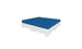 The Affinity Square Sunbed with Flat Cushion by Ledge Lounger features a blue mattress on a sleek white base, perfect for outdoor spaces. Its minimalist design with blocky legs is ideal for in-pool use or serene settings, combining simplicity and elegance.
