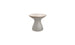 The Autograph Standard Side Table by Ledge Lounger features a tall, hourglass design with a smooth, beige top and textured gray base, making it the perfect elegant addition for poolside decor.