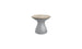 The Autograph Standard Side Table by Ledge Lounger is a small, modern stool with a sleek design. It features an hourglass-shaped gray base and a light wooden seat, perfect as an outdoor side table. Its minimalistic style complements any setting beautifully.