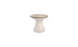 The Autograph Standard Side Table by Ledge Lounger features a sleek, modern design with a white hourglass-shaped base and a circular light wood seat, ideal as an outdoor side table. Its minimalist style complements any setting against a plain white background.