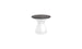 The Autograph Standard Side Table by Ledge Lounger is a modern piece with a sleek design, boasting a glossy white base and round dark wooden seat. Its minimalist hourglass shape perfectly suits outdoor use, blending style and function effortlessly.