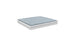 The Echo Sunbed by Ledge Lounger, highlighted from a slight angle against a white backdrop, showcases a minimalist white platform paired with a light blue mattress. Its modern design emphasizes simplicity and functionality, perfect for adding elegance indoors or transforming outdoor spaces into relaxation havens.