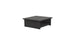 The Echo Side Table by Ledge Lounger is a dark gray, square wooden table featuring a solid top and an open shelf underneath for storage. It boasts a simple, minimalist design and is set against a plain white background.