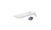 The Ledge Lounger Cornhole is a minimalist, portable set featuring a sleek board with a single hole against a white background. It comes with two small bean bags—one blue and one gray—ideal for an impromptu toss game.