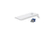The Ledge Lounger Cornhole is a minimalist, portable set featuring a sleek board with a single hole against a white background. It comes with two small bean bags—one blue and one gray—ideal for an impromptu toss game.
