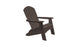 The Legacy Adirondack, by Ledge Lounger, is a dark brown chair featuring a slatted back and wide armrests. Ideal for patios or outdoor areas, it stands out beautifully against a white background.