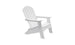 The Legacy Adirondack by Ledge Lounger is a pristine white chair featuring wide armrests and a slatted backrest, ideal for outdoor enthusiasts and patio gatherings.