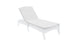The Legacy Chaise Cushion by Ledge Lounger is a durable, white outdoor chaise lounge featuring a cushioned seat and adjustable backrest. Designed with sleek minimalism, it allows for customization to fit any style while being set against a plain white background.