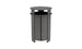 The Mainstay Trash Bin by Ledge Lounger is a tall, cylindrical wooden trash can with vertical planks. It features a dark gray finish and an open top for easy disposal.